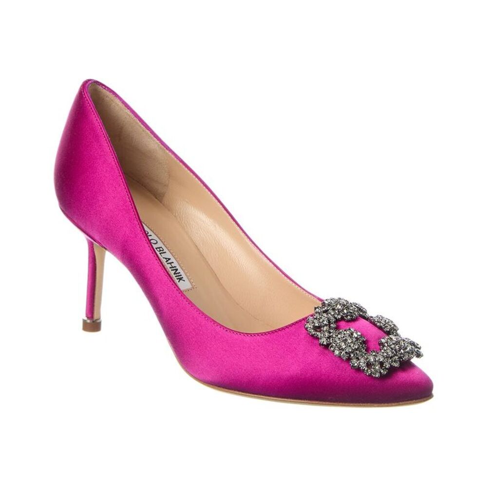 Manolo Blahnik Hangisi 70 Satin Pump, Purple - Picture 1 of 5